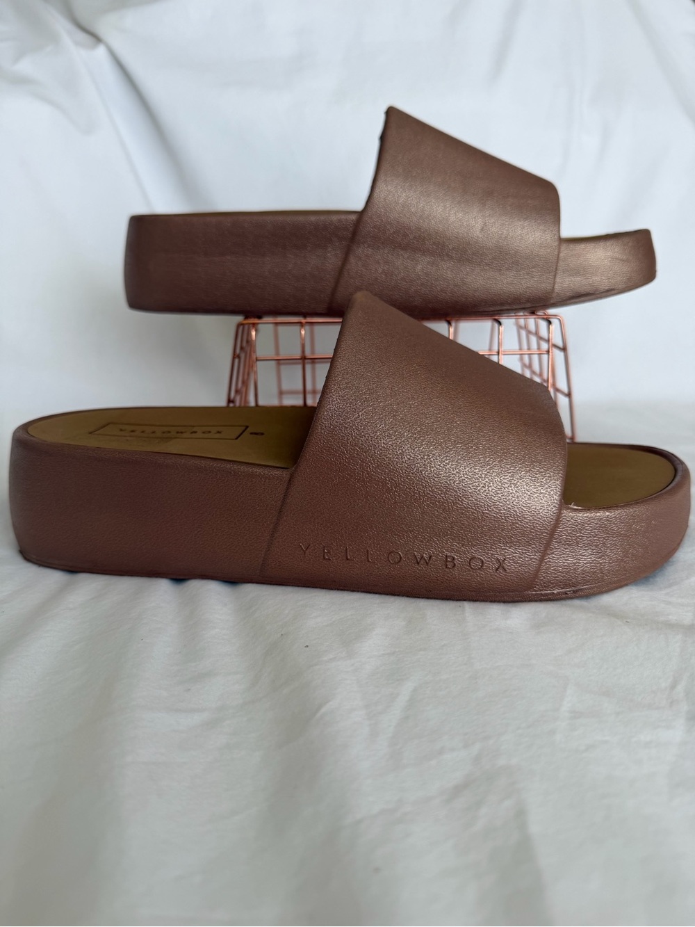 Yellow Box Women's Metallic Brown Slide Sandals